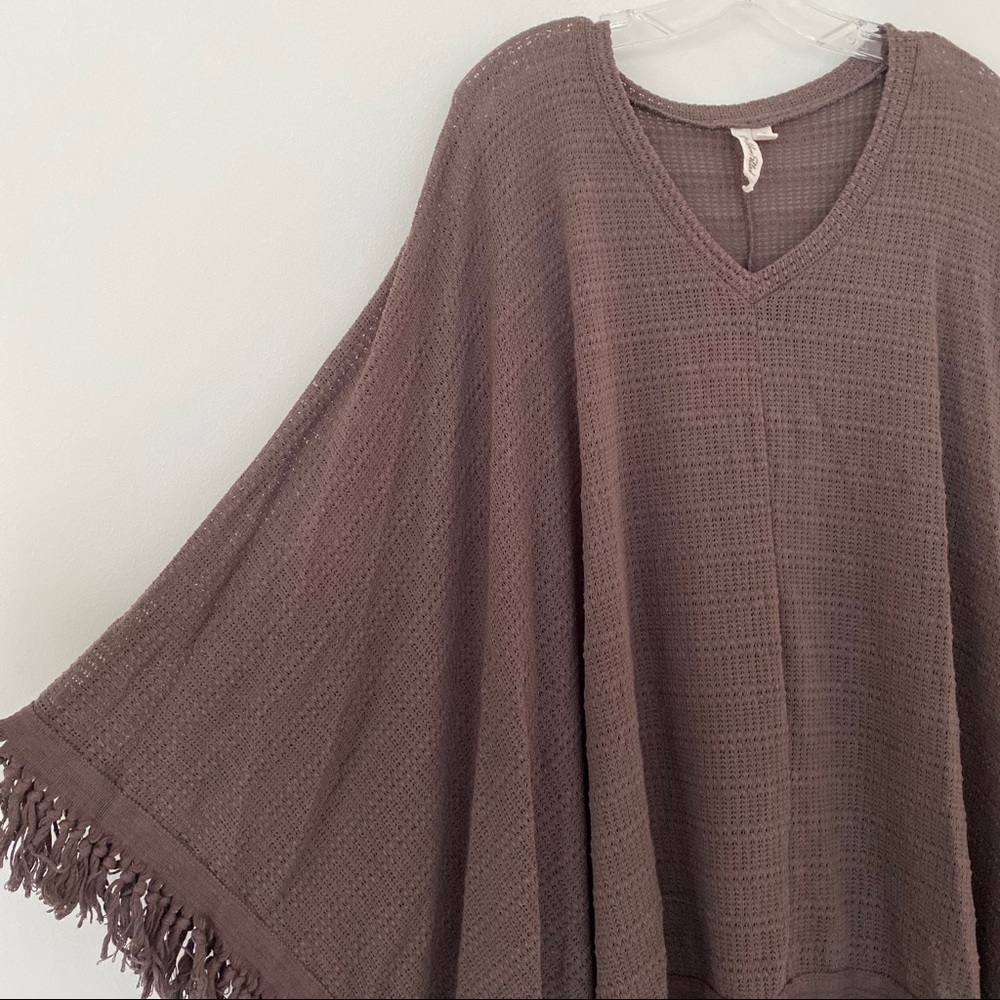 Others Follow Draped Fringe Poncho Size Medium - image 3